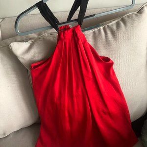 NWOT - Bright red high-neck silk blouse